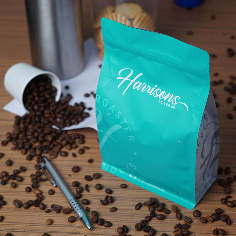 Coffee Side Gusset Zipper-väska med Valve Alu Inuti