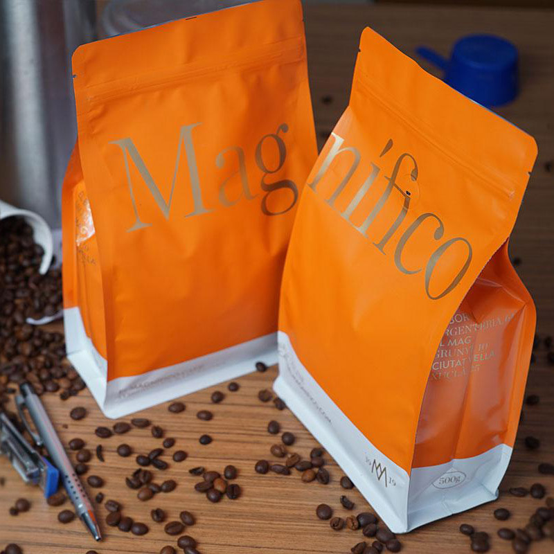Matt Finish Coffee Side Gusset Zipper-väska